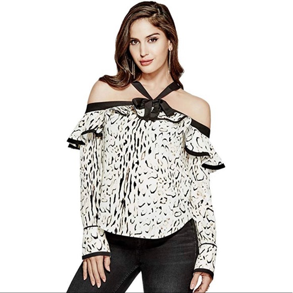 Guess Tops - Guess Long Sleeve Grayson Ruffle Top XS NWT